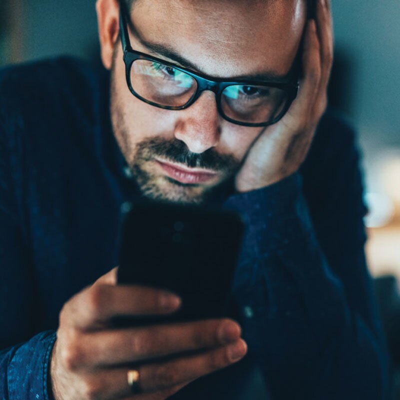 man with internet addiction