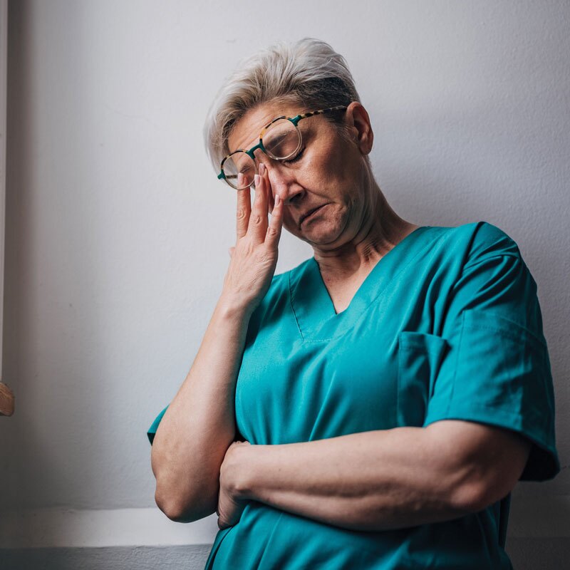 health care worker with fatigue