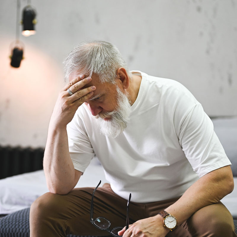 man with major depressive disorder at home