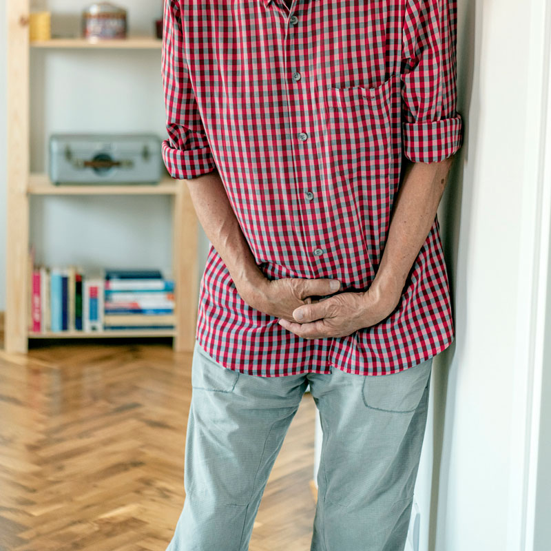 man with lower urinary tract syndrome