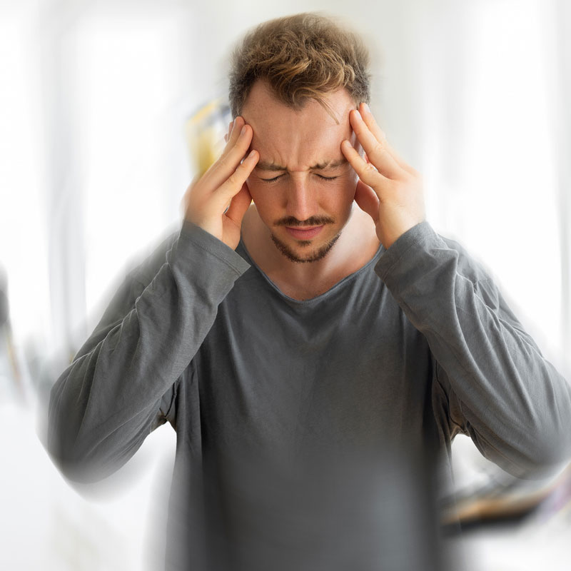 man with signs of panic disorder