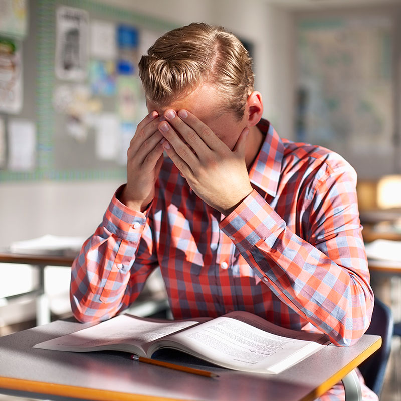 man at school with anxiety disorders