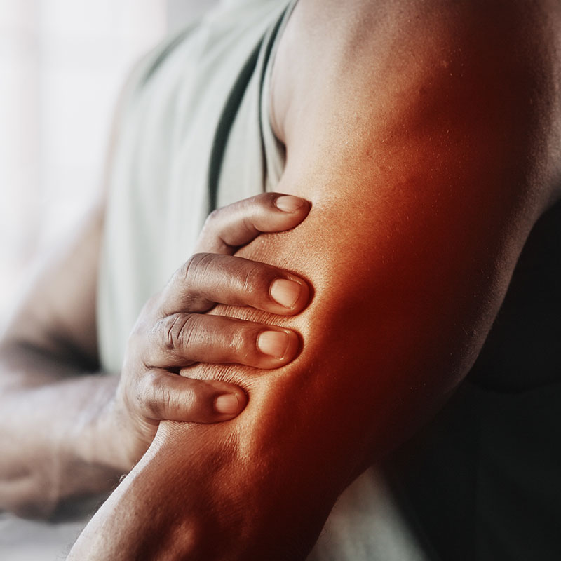 sore arm from muscle and tendon injuries